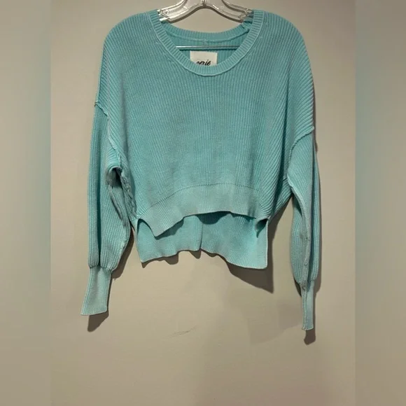 💎 Aerie Light Blue Ribbed Knit Sweater – 100% Cotton, Size XS - Picture 2 of 9